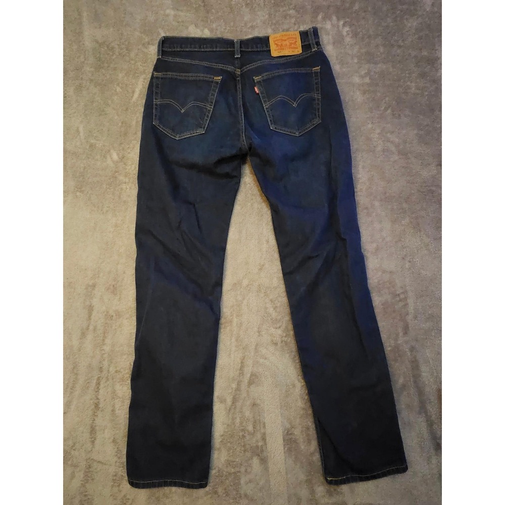 Levis 505 Regular Fit Jeans Mens 34x34 Dark Wash Straight Leg Denim Blue Pants - Picture 2 of 9